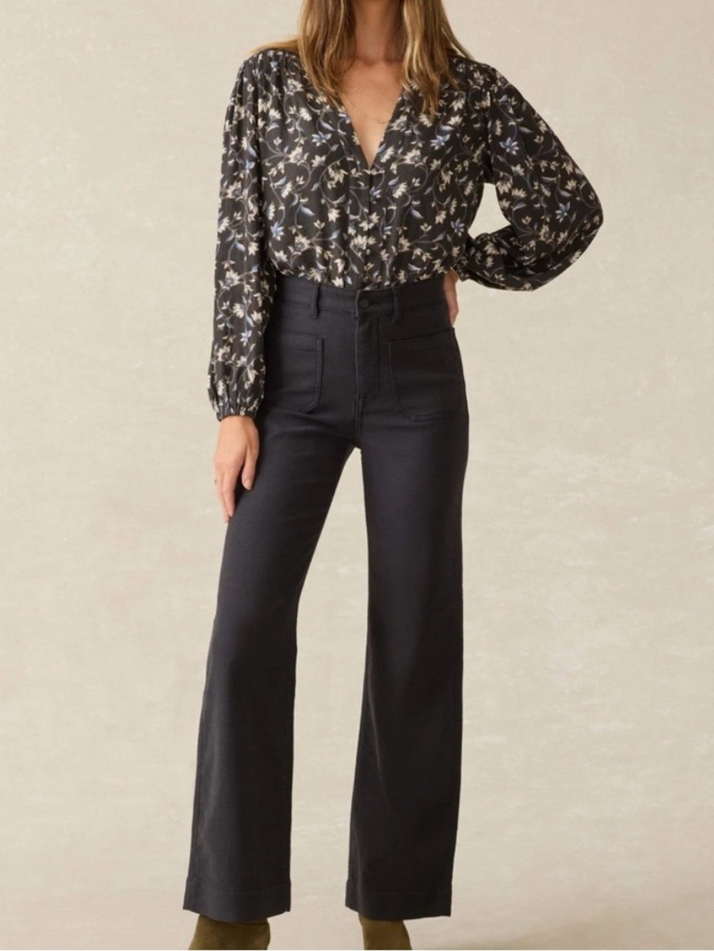 Faherty Stretch Terry Patch Pocket Ankle Pant Women’s Size 25 In Dark Grey